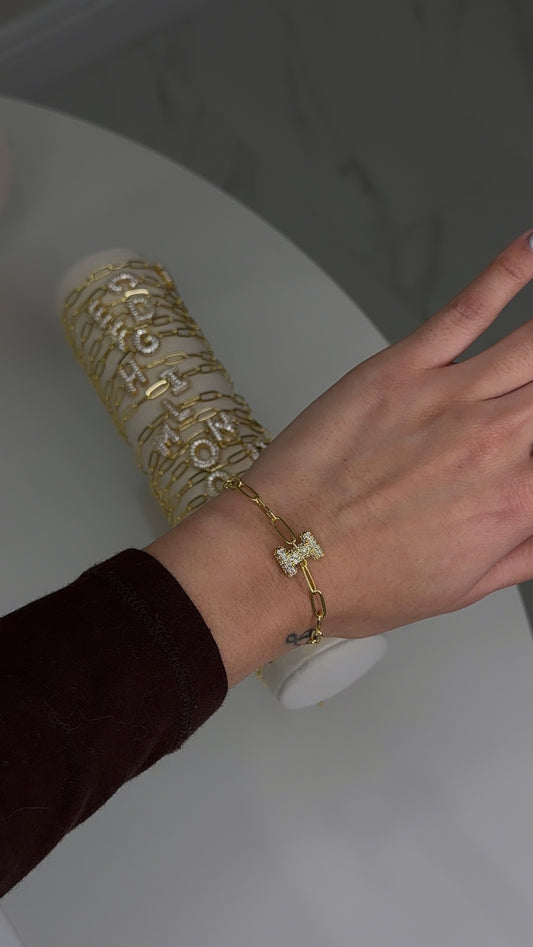 Paper clip letter bracelet