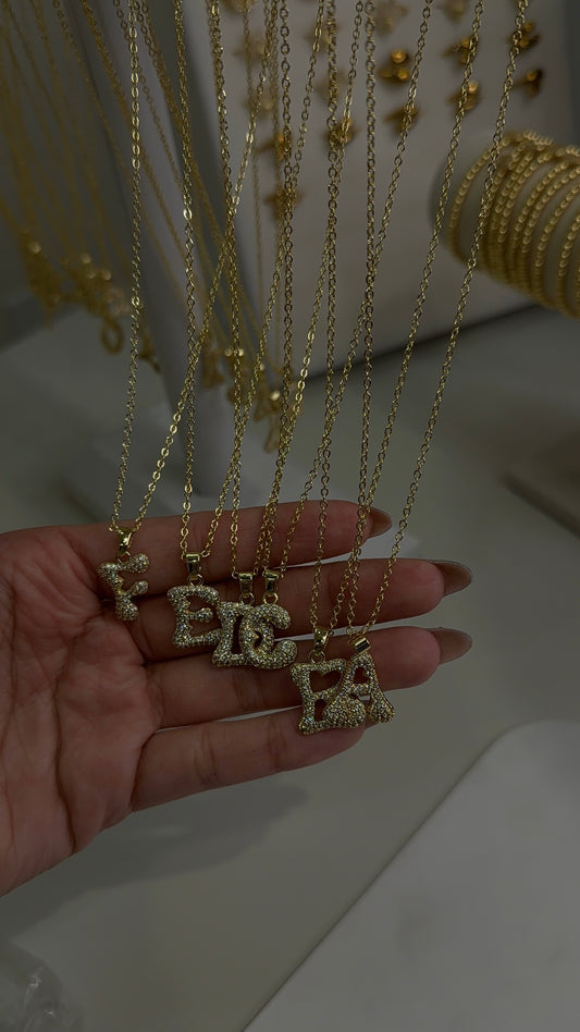 Bubble initial necklace